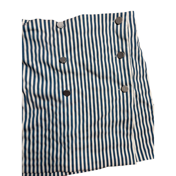 ASOS Blue White Striped Button Down Skirt Size 16 - Picture 2 of 5